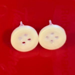 Vintage White Button Earrings
